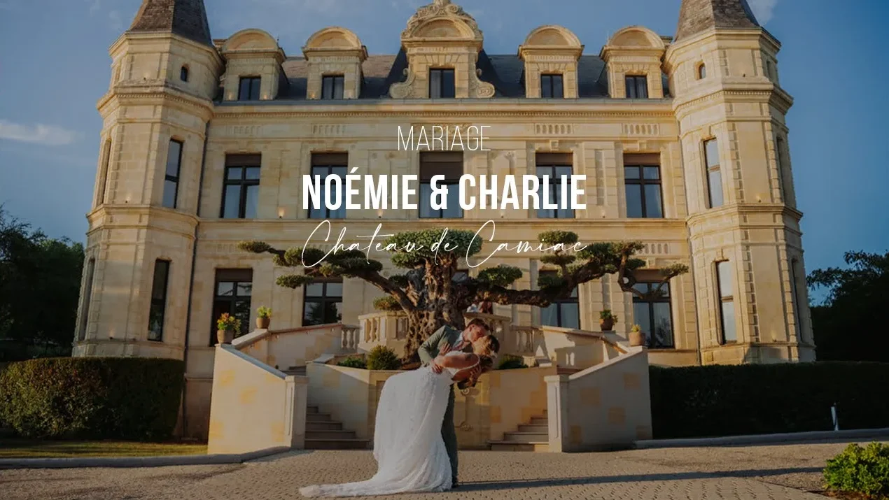 Film 3 Le marié portant sa mariée devant la façade majestueuse du Château de Camiac